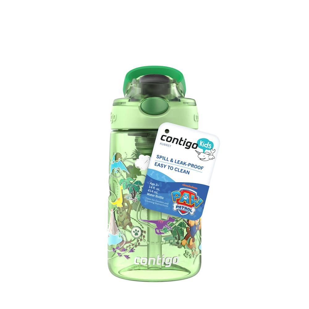Contigo® Kids Water Bottle with Redesigned AUTOSPOUT® Straw, 14 oz, 2 pack - Green Dino Treks